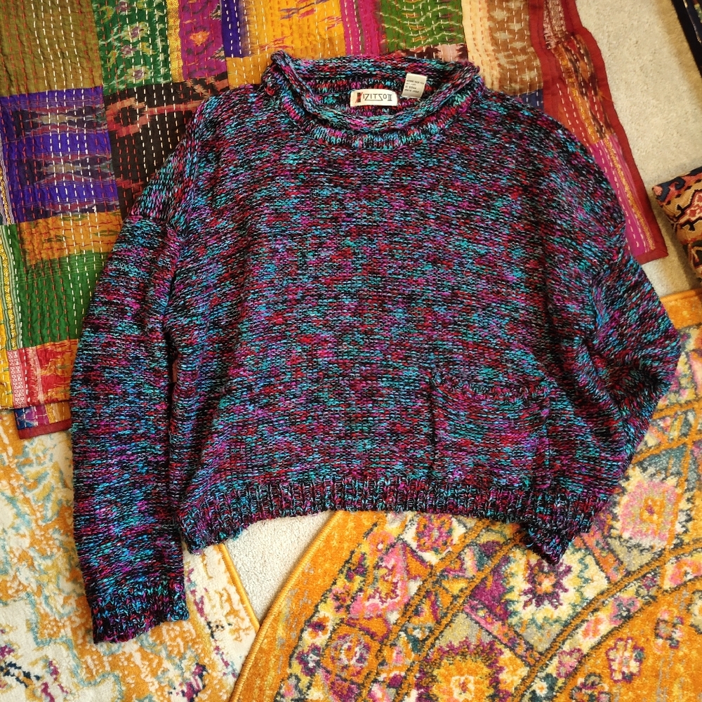 Oversized chunky multicolor vintage sweater